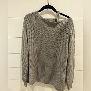 Gray Knit Sweater with Cutout 1X
